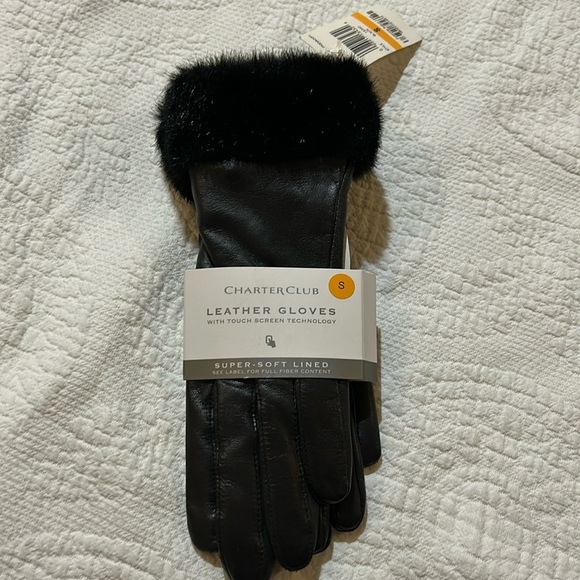 Charter Club Faux Leather Gloves Small. NWT - Picture 2 of 6